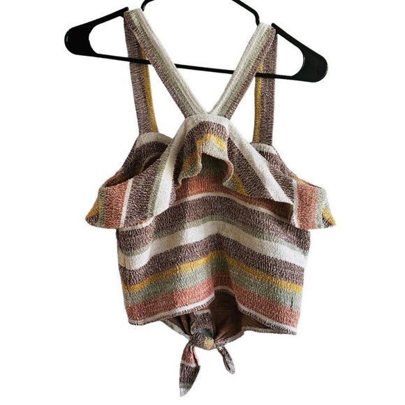 Madewell Texture Thread Tops Stripe Tie Front Tank Top Women's Size XS - Picture 2 of 4
